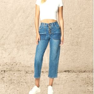 BLANK NYC Exposed Button Fly Crop Jeans in Into The Blue~ NWT